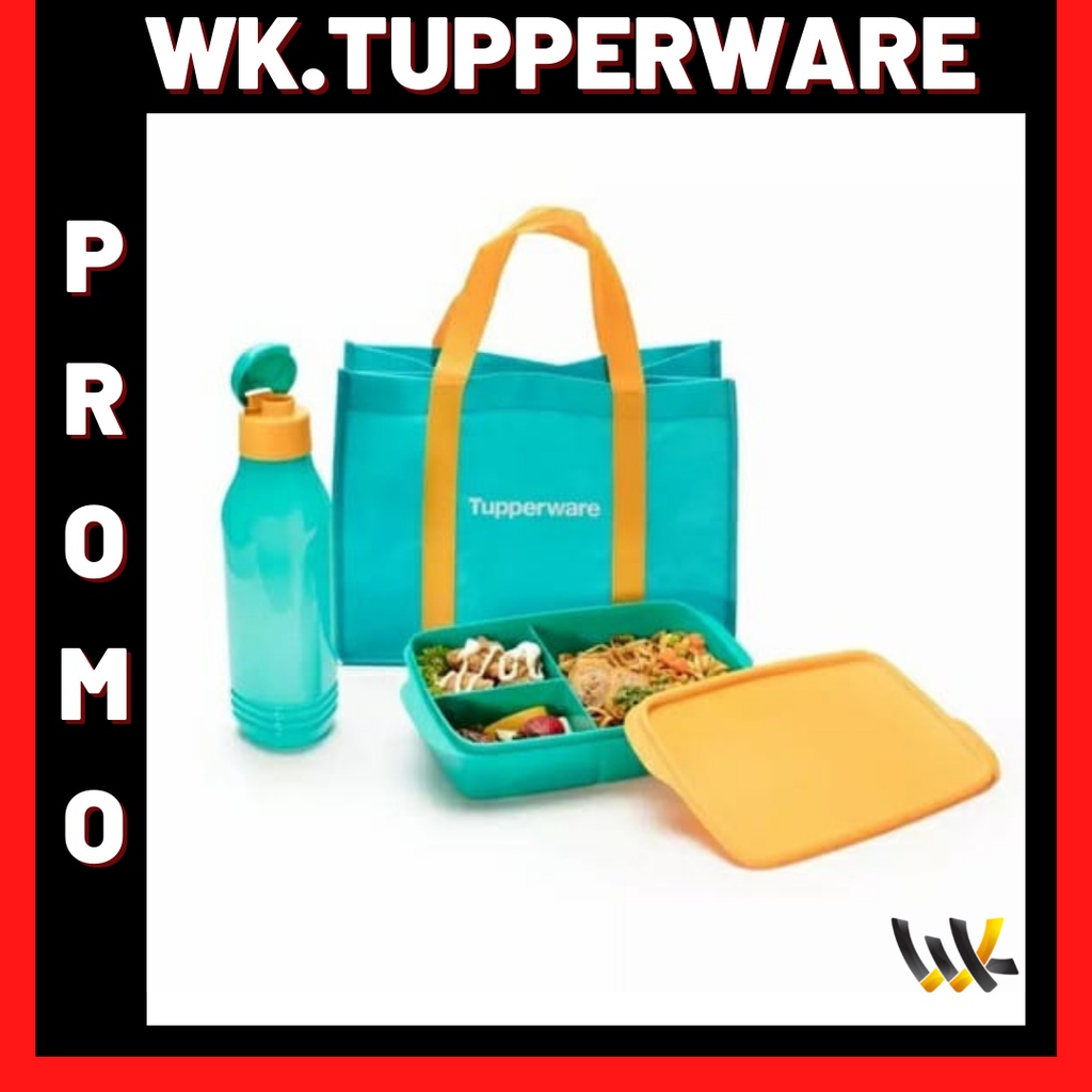 LUNCH SET TEMPAT MAKAN DAN BOTOL DAN TAS COOL TEEN SET TUPPERWARE  TEMPAT MAKAN DAN MINUM SET LUNCH 