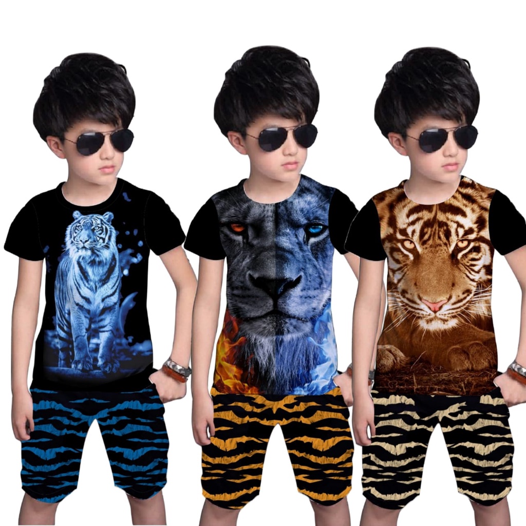 Baju Setelan Anak Cowok Dari Umur 4-13 Tahun Motif Fullprint / Bisa COD / Pakaian Anak / Shalch Trendy