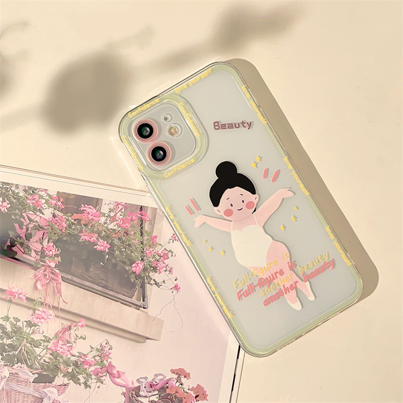 Soft Case Silikon Transparan Motif Gadis Lucu Untuk Compatible for iPhone 14 13 12 11 Pro Max X Xr Xs Max SE 8 7 6 6s Plus Cute Girl Clear Phone Case Soft Silicone Shockproof Phone Cover