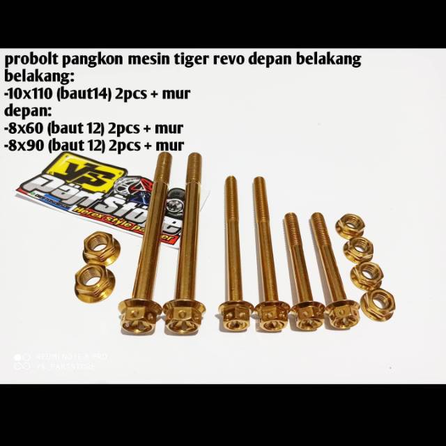 Baut probolt gold pangkon dudukan mesin tiger revo depan belakang