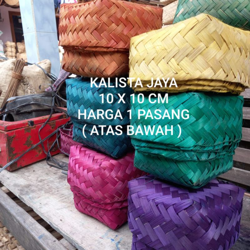 BESEK BAMBU WARNA 10X10 BESEK NASI BESEK HAMPERS 10CM SEPASANG