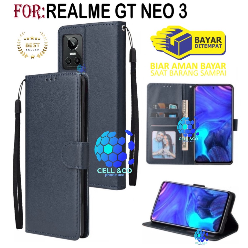 REALME GT NEO 3 CASE FLIP LEATHER WALLET PREMIUM FLIP CASE BUKA TUTUP KESING HP CASING FLIP CASE REALME GT NEO 3