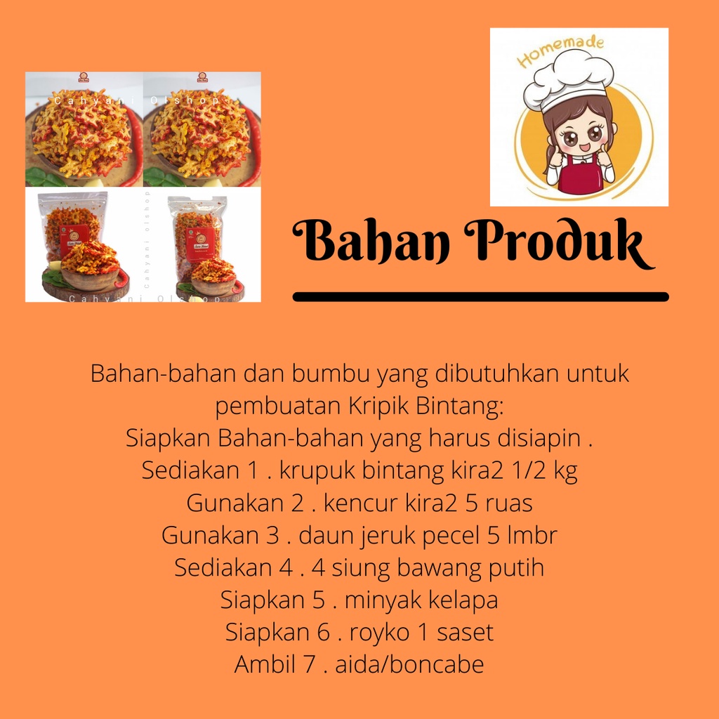 

Makanan Ringan kripik bintang seblak kering gurih renyah pedas enak