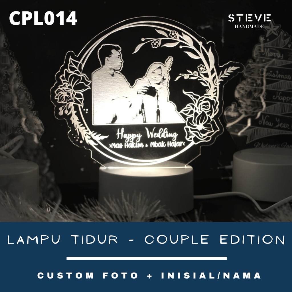 Lampu Tidur Couple Edition LED Akrilik Free Custom LT2001 Steve Handmade