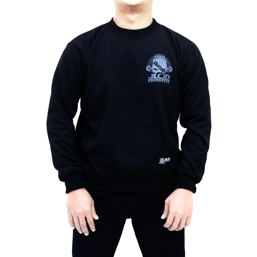 Sweater Crewneck Hitam Prototype Distro JEC ID Unisex