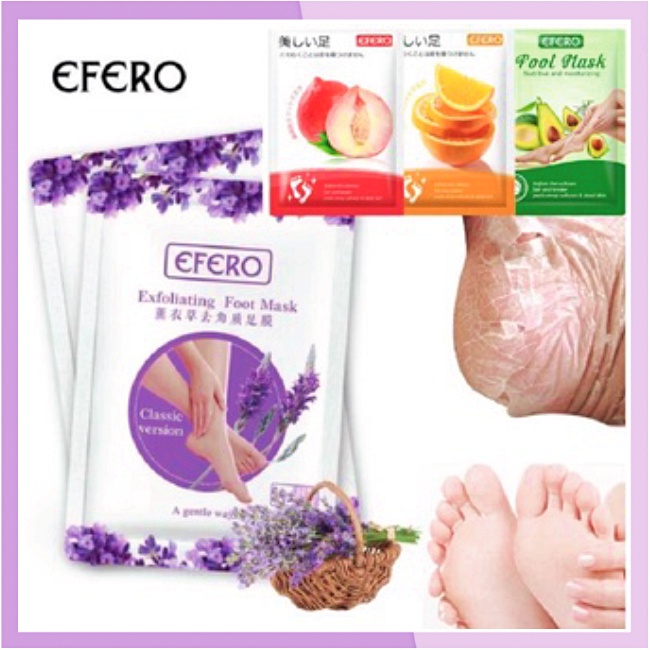 Efero Exfoliating Baby Foot Mask Masker Kaki Peeling Lavender &amp; Aloevera Membuat Sel Kulit Mati Rontok Semua