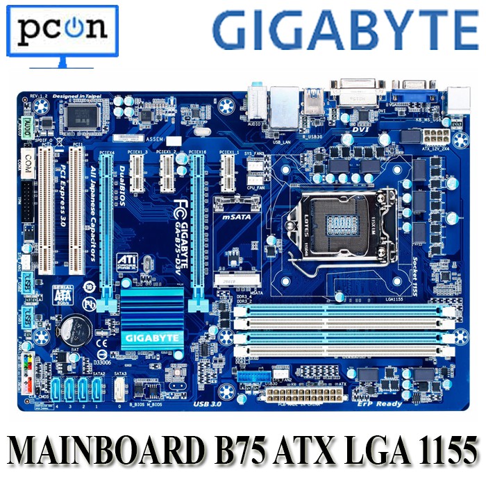 Mobo Mainboard Motherboard B75 ATX Soket LGA 1155 ddr3