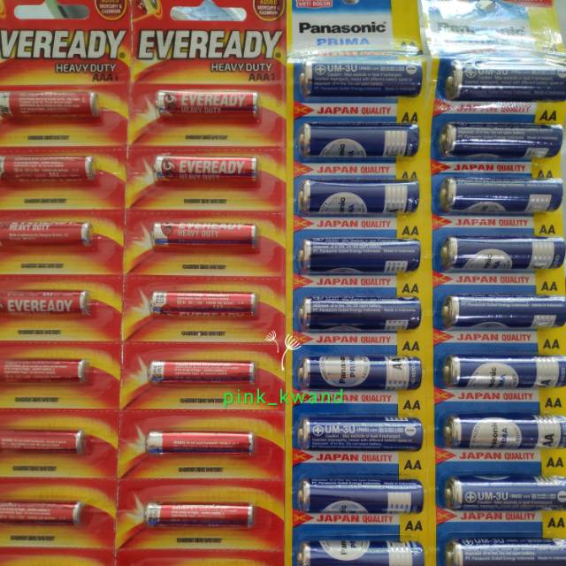 Baterai panasonic, eveready AA dan AAA