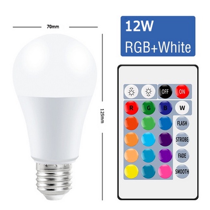 E27 Bohlam LED inframerah remote control kontrol lampu dimmable RGB LAMPU RGB-12 Watt
