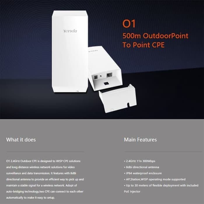 Tenda O1 Outdoor CPEO1 PTP CPE Wireless Router 500m