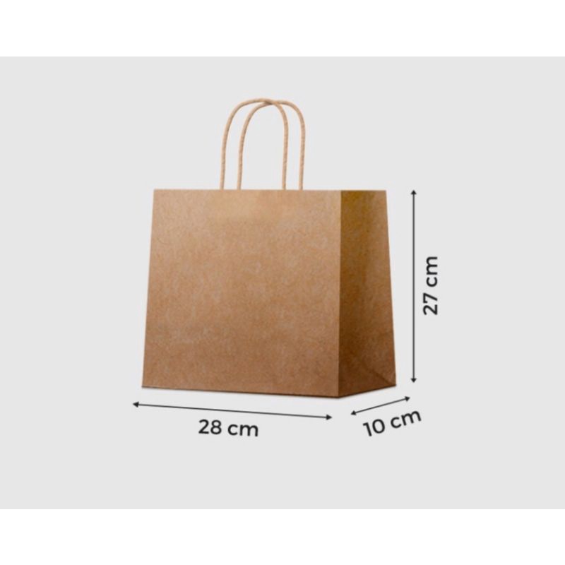 

Paperbag Coklat Polos 28x10x27 | Kantong Kertas Coklat Polos 28x10x27 cm