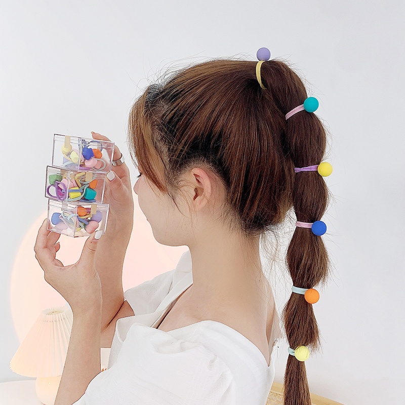 10pcs / Set Ikat Rambut Karet Elastis Motif Kartun Gaya Korea Untuk Anak Perempuan