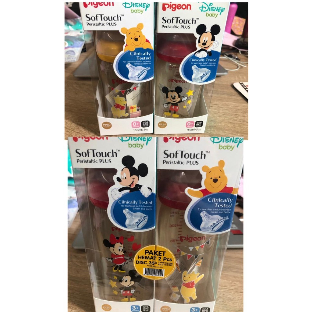 PIGEON Botol Susu PPSU 1Pcs Mickey Disney 160 Ml 240ml 1 pcs