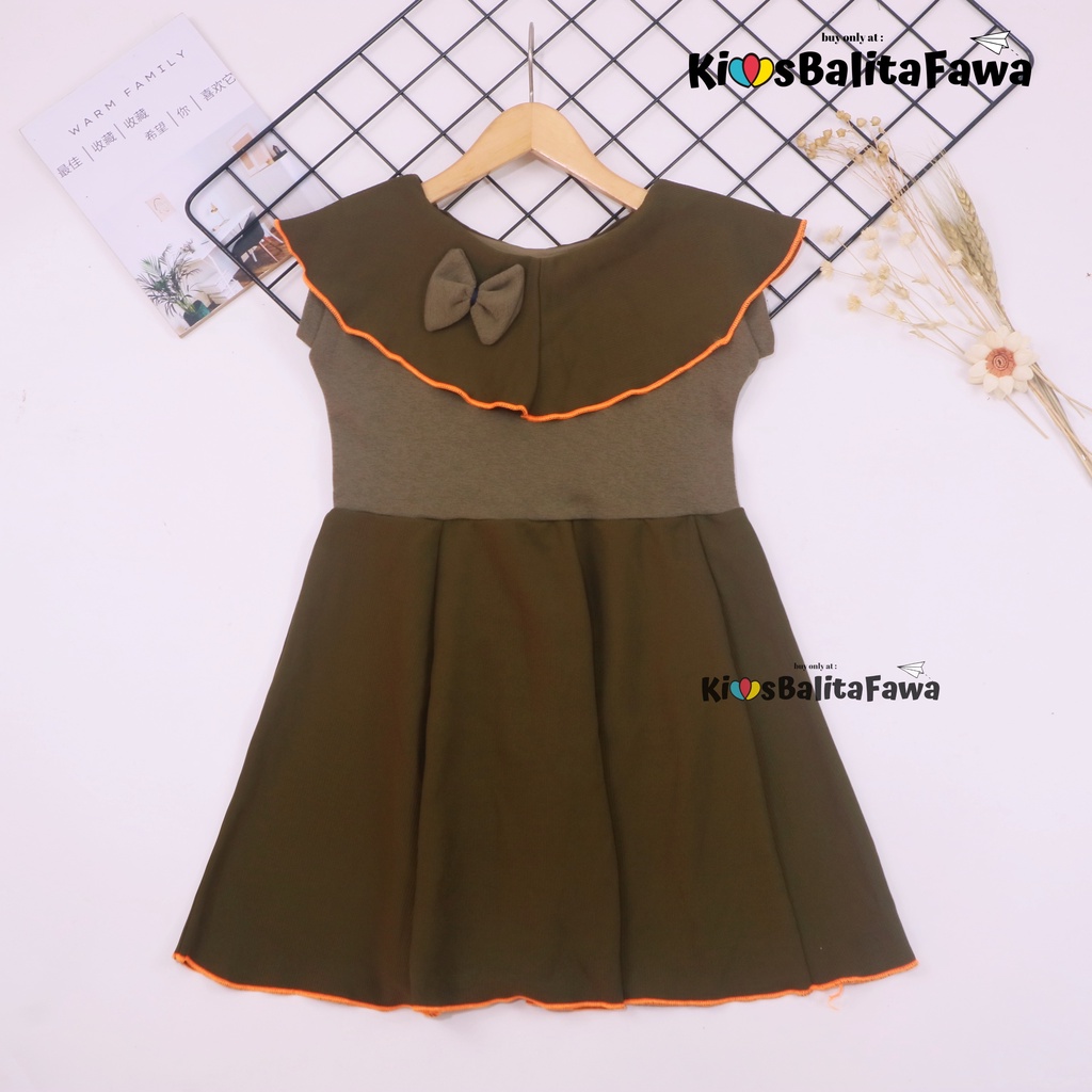 Dress Evelin uk 3-4 Tahun / Baju Anak Perempuan Atasan Model Dres Cewek Gaun Pesta Motif Polos Bunga