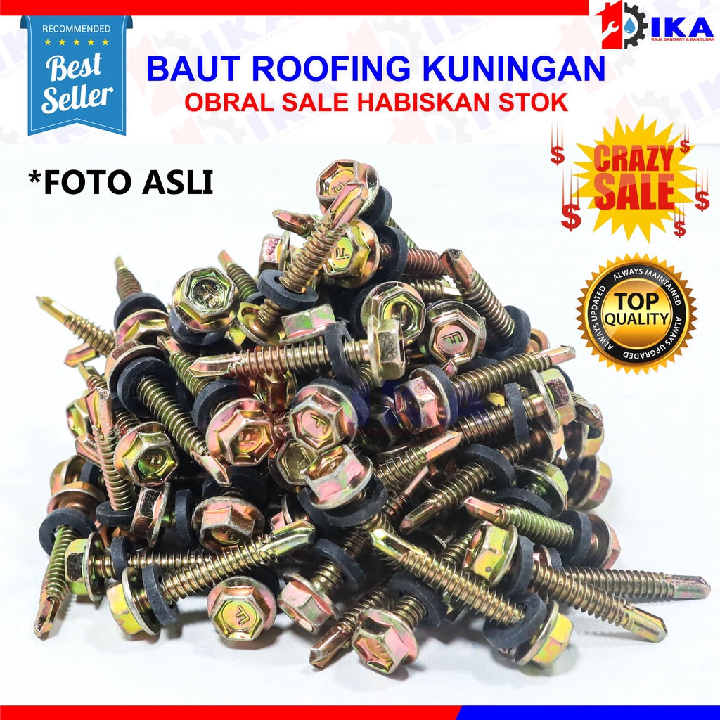 CRAZY SALE | Baut Roofing 8 x 30 / Mata Baut Ruping Baja Ringan ISI 400 PCS