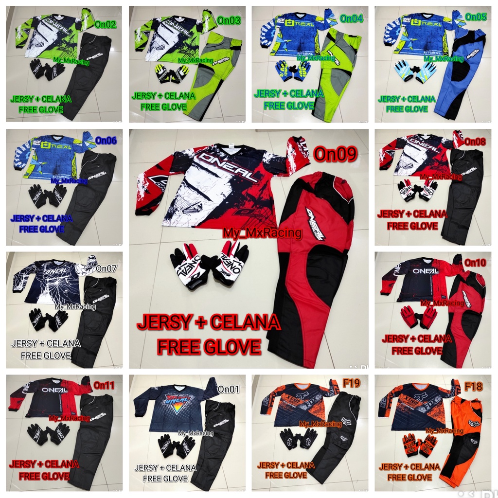 Jerseyset TRAIL CROSS- PROMO Jersey set Trail - BISA BAYAR DI TEMPAT Jersey &amp; Celana Motocross - Jersey Trabas ON01 - Jersey Stelan MX Cross - Satu Set Jersey &amp; Celana FREE GLOVES - Jersey PREMIUM - Celana Cordura