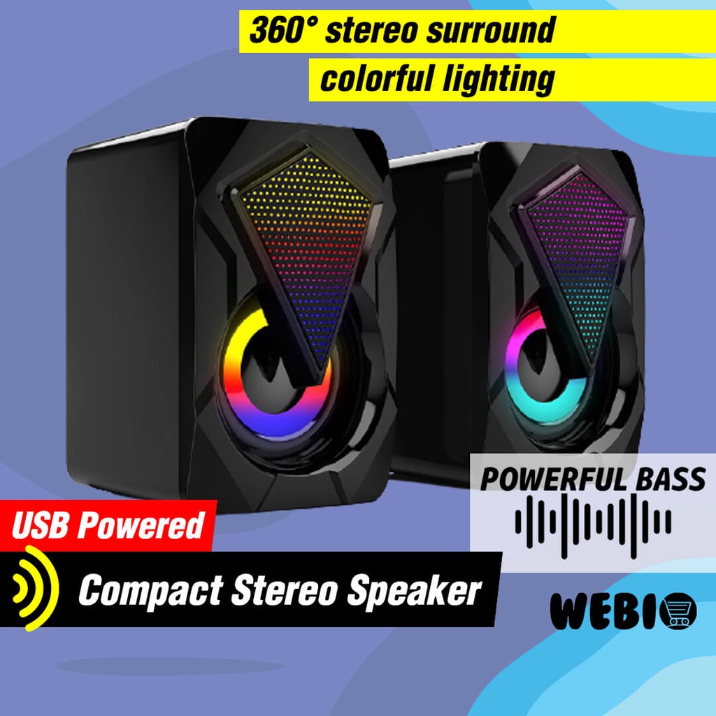 Speaker USB A11 Spiker Aktif Mini RGB LED Speker Gaming Laptop PC Komputer Full Bass Murah Portabel