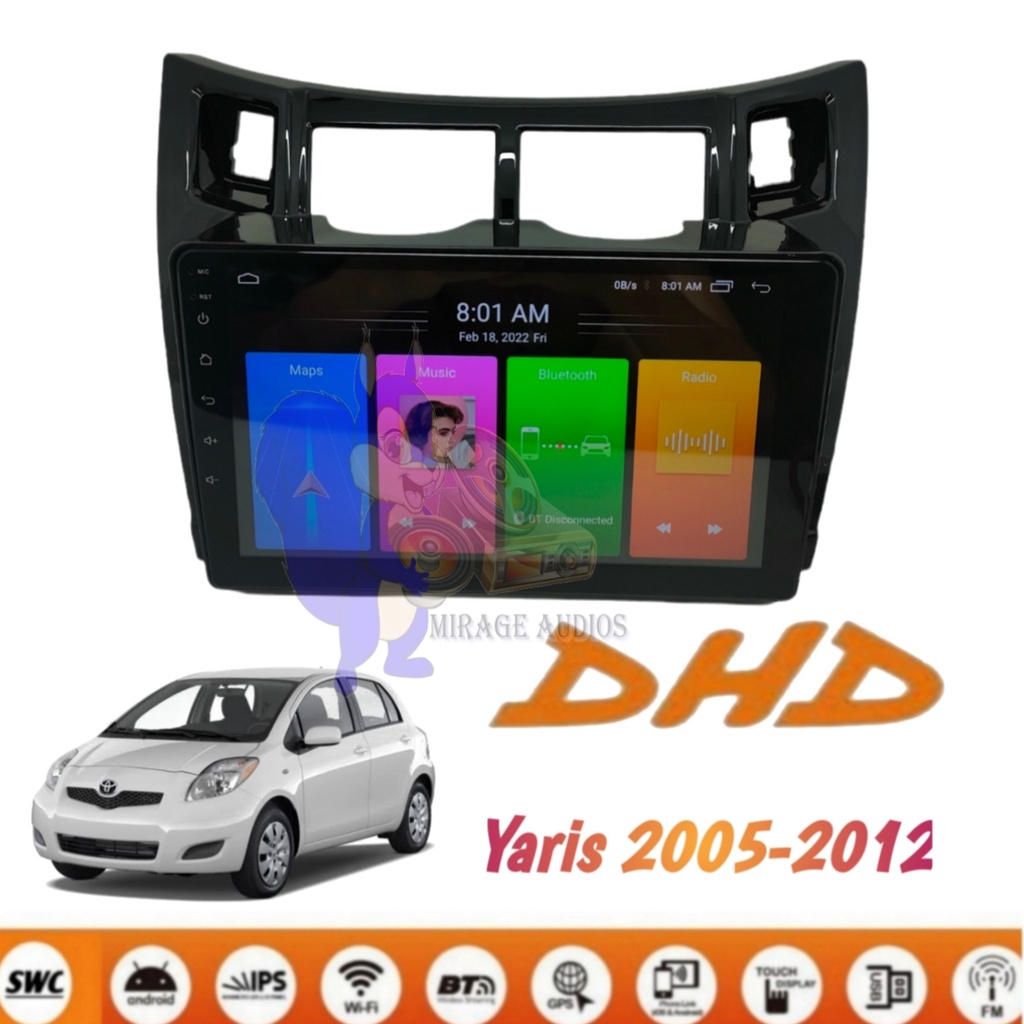 Head Unit Android DHD 9 inch Toyota Yaris 2005 - 2013 ( Bakpao ) PNP