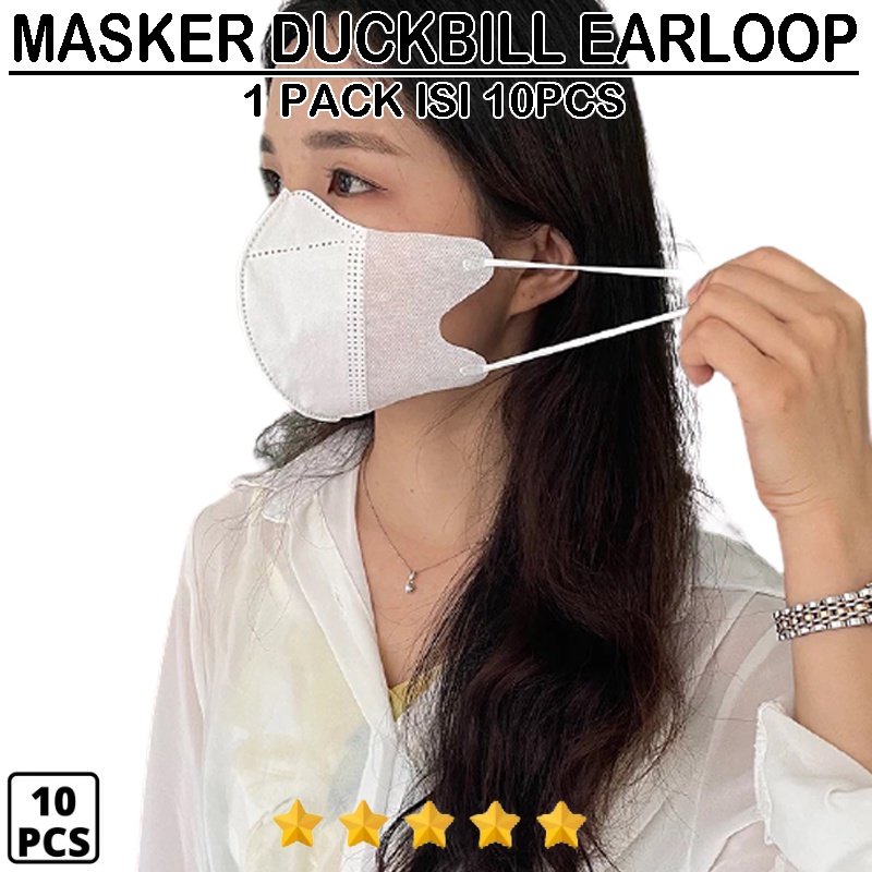 Masker Hijab Duckbill Face Mask Headloop Isi 5 pcs &amp; 10 Pcs Garis 3Ply Premium Quality Facemask Hijab