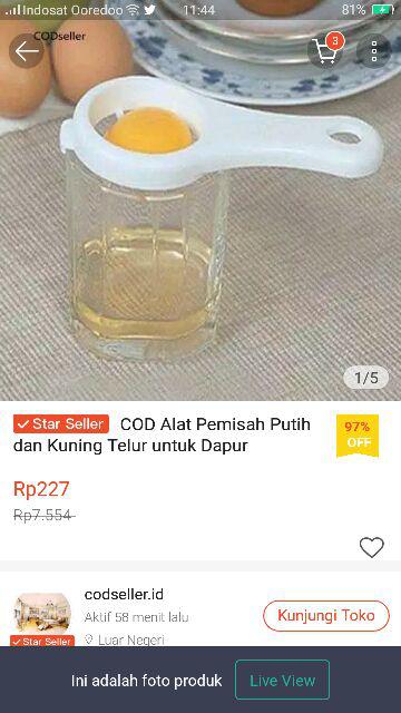 Cod Alat Pemisah Putih Dan Kuning Telur Untuk Dapur