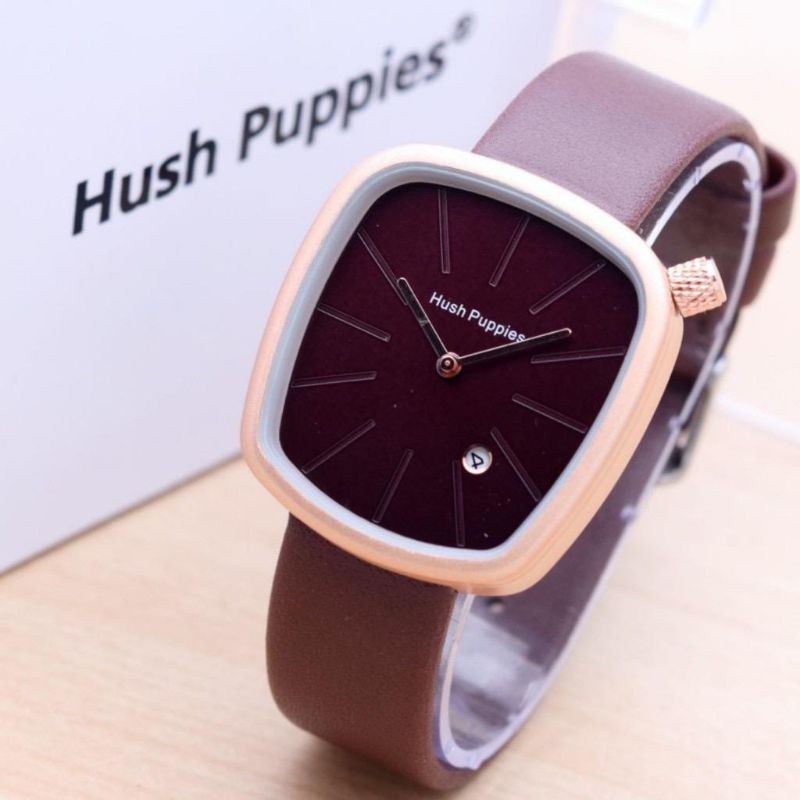 Jam Tangan Wanita Hush Puppies Set Segi Kulit Body Rose