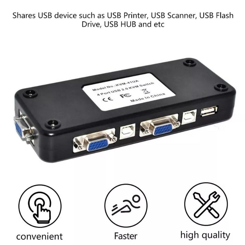 KVM Switch USB 2.0 4 Port Manual