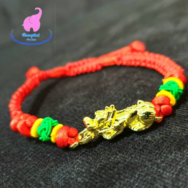 Gelang Tali Pixiu Gold Plate, Original Thailand.