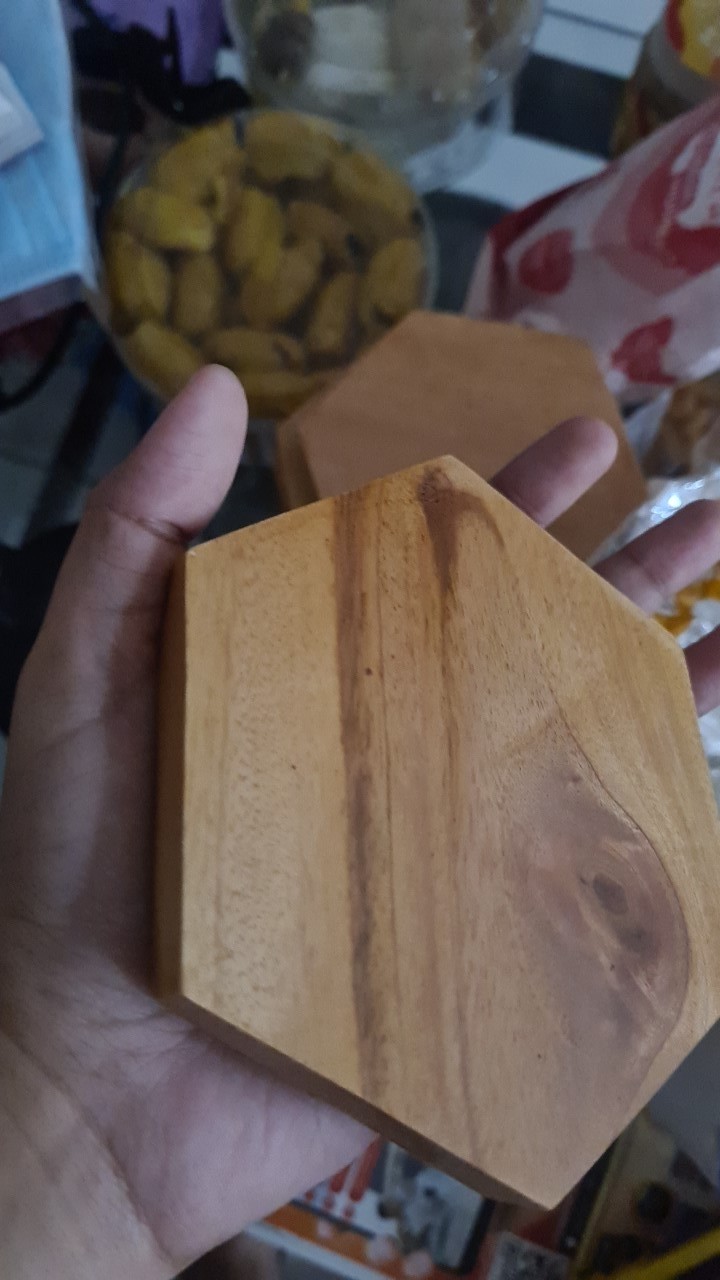 Hexagonal Wood Coasters Tatakan Gelas Kayu Alami Segi Enam Unik Antik