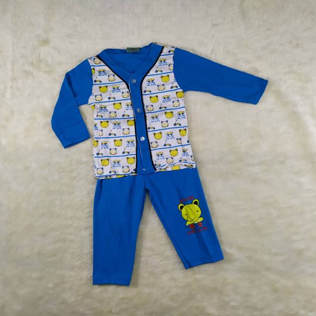 Ss#171 Setelan Piyama Anak Size 0-9bulan Bahan Kaus / Setelan Baju Tidur Bayi / Piyama Kancing