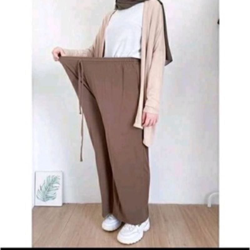 celana kulot sekuba premium uniqlo  kulot hw wanita polos pinggang tali serut jumbo polos