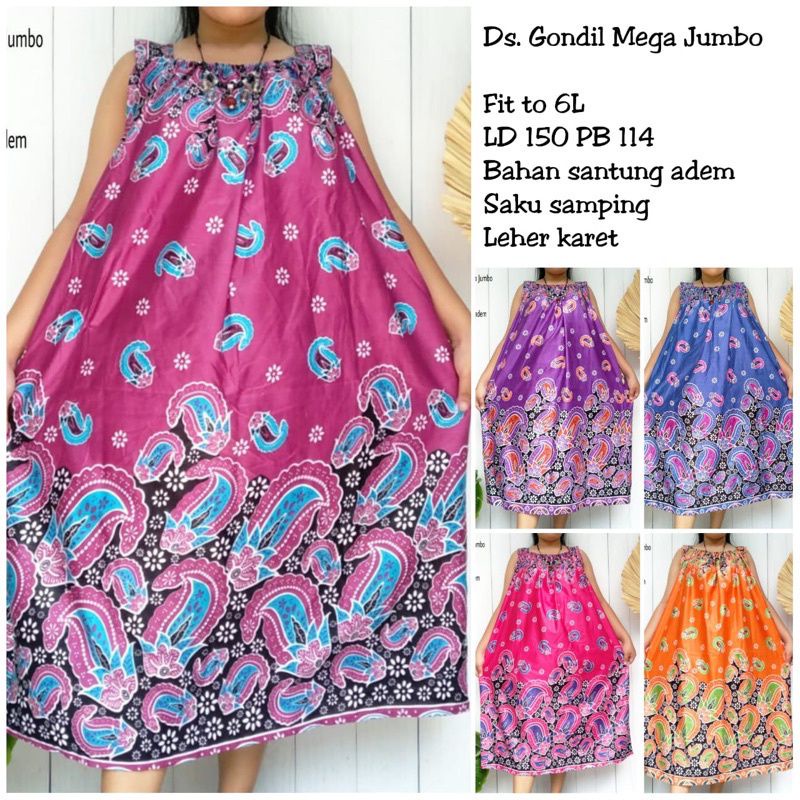 Daster Yukensi Mega Jumbo Motif Bunga LD 150/ Daster Yukensi Super Besar/ Daster Jumbo