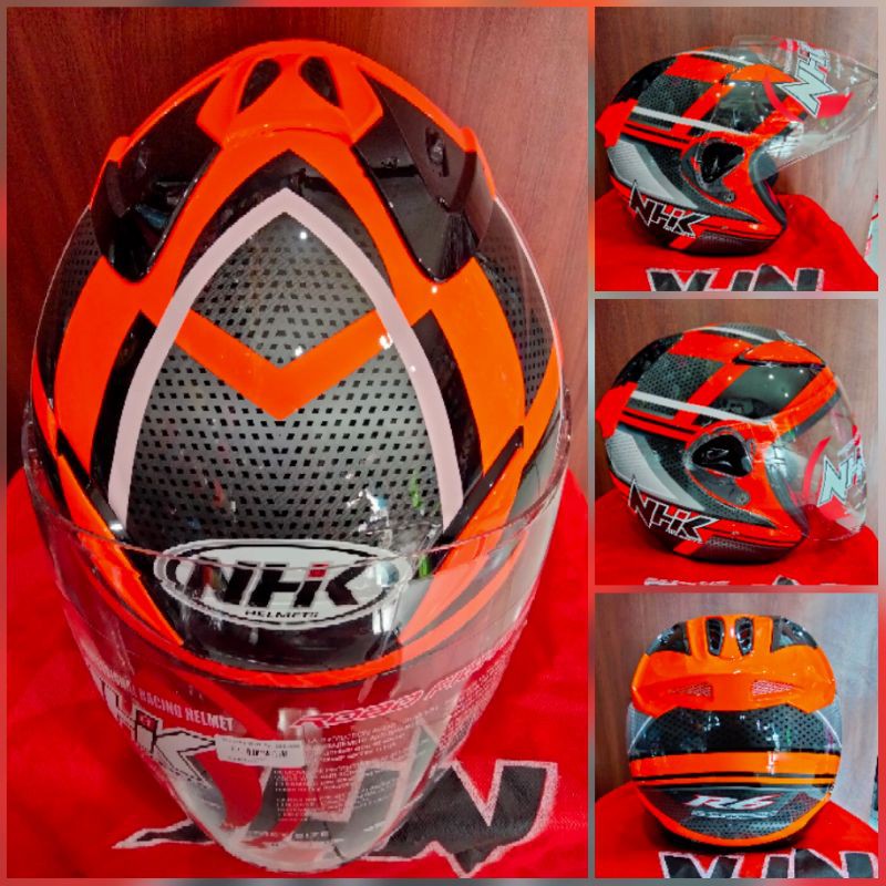 Helm NHK R6 Motif black orange glosyy