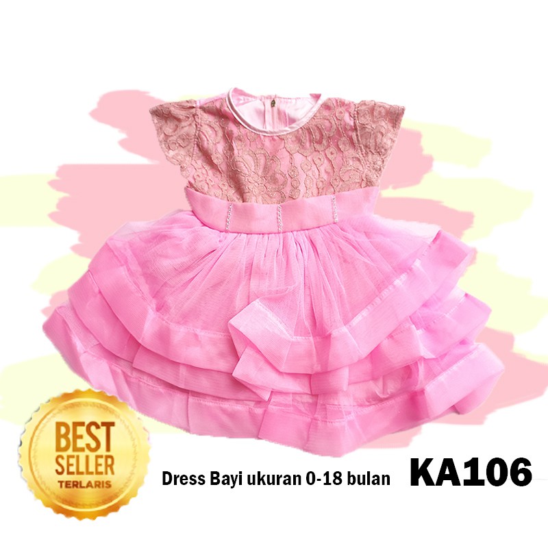 Baju Bayi Perempuan Gaun Balita Dress Bayi 0- 18 bulan Princess Ulang Tahun Pesta Brukat Promo KA106