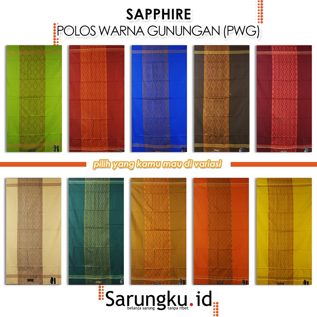 SARUNG SAPPHIRE POLOS WARNA GUNUNGAN (PWG )