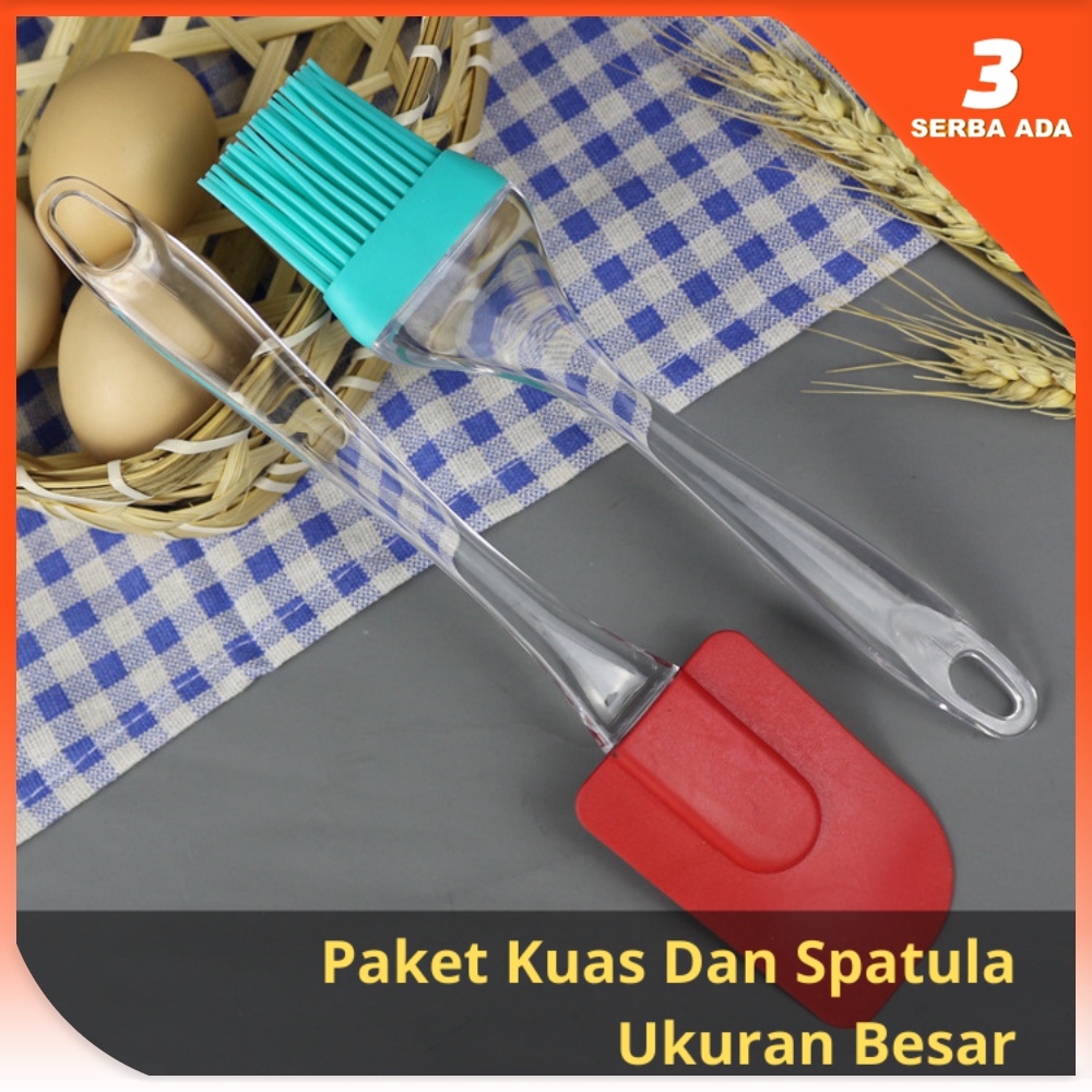 Kuas dan Spatula Set Tahan Panas Ukuran Besar / Spatula Pengaduk dan Kuas Silikon Set