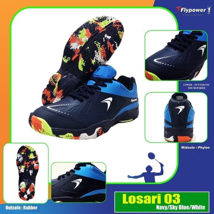 SEPATU FLYPOWER LOSARI 3 SEPATU BADMINTON ORIGINAL - NAVY 38