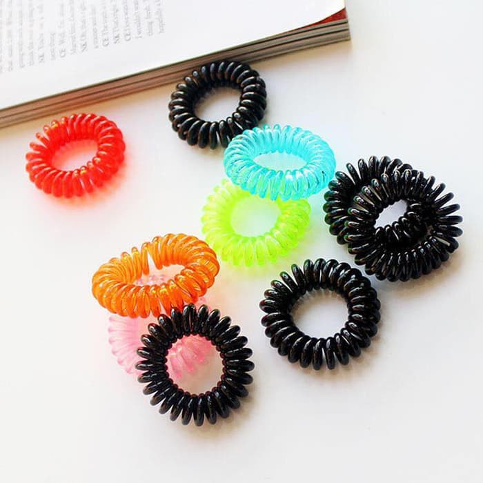 IKAT KARET RAMBUT SPIRAL MINI BENING/ KUNCIRAN RAMBUT MINI SPIRAL WARNA BENING SATUAN RANDOM