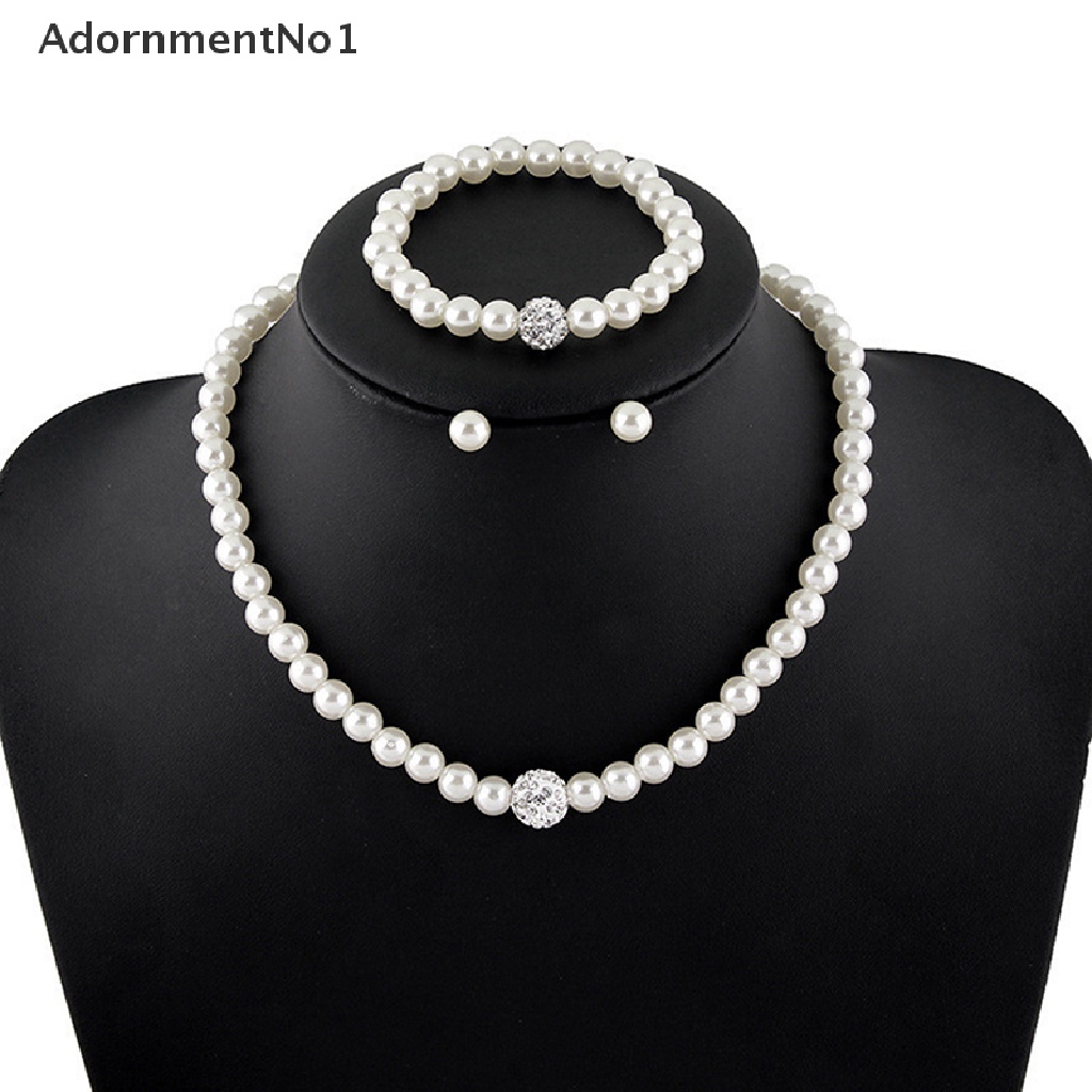 (AdornmentNo1) Set Kalung + Gelang + Anting Gantung Tusuk Aksen Mutiara Imitasi Untuk Perhiasan Wanita