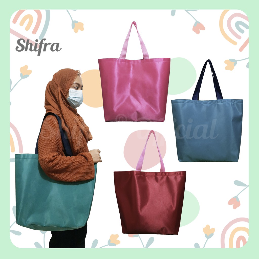 TAS BELANJA TOTE BAG SHOPPING BAG BIG SIZE WARNA POLOS SHIFRA