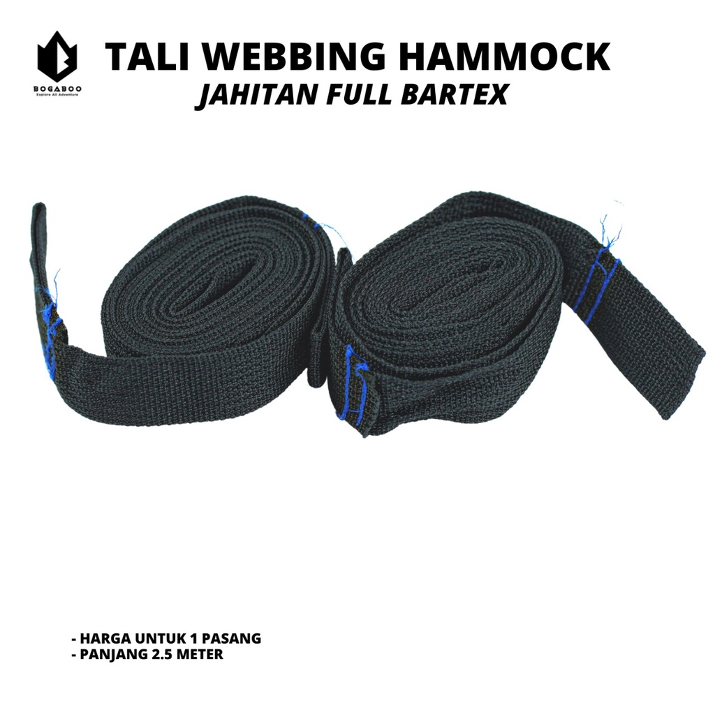 Tali Webbing Twobullar - Sepasang Tali Webbing Double - tali hammock - pengait hammok - tali ayunan - tali webing