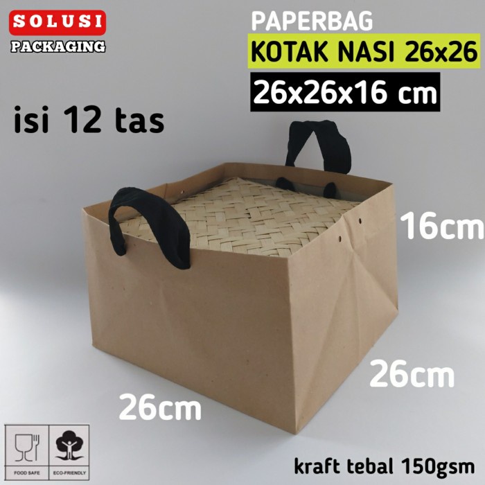 

NEW isi 12 paper bag tas dus box kotak nasi 26x26x16 / tas kertas paperbag