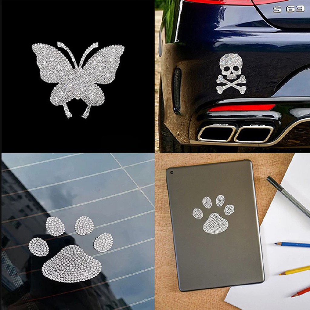 Aa Sticker Decal Dekorasi Mobil Motif Gambar Butterfly Skullaksen Berlian Imitasi