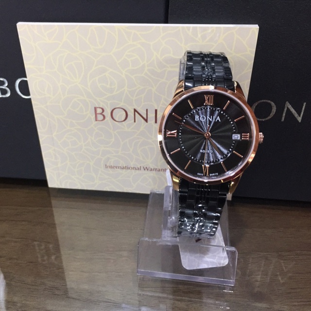 JAM TANGAN WANITA BONIA BNR172-2533 BLACK ROSEGOLD ORIGINAL
