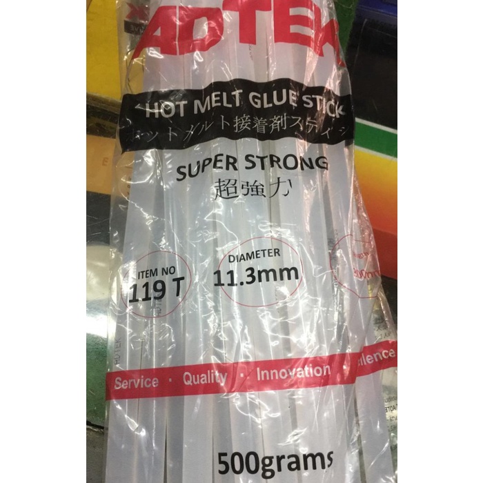

Chrysa | ADTEK GLUE STICK PANJANG 500G 17stik ISI LEM TEMBAK BENING