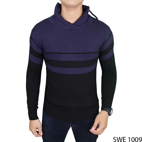 Sweater Rajut Keren Pria Rajut Hitam – Dongker – SWE 1009