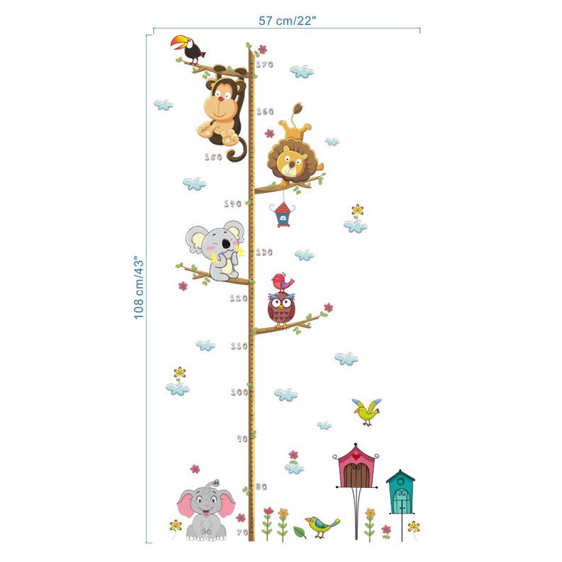 【GOGOMART】Wallpaper Stiker Dinding Pengukur Tinggi Badan Anak Room Decor - Animals