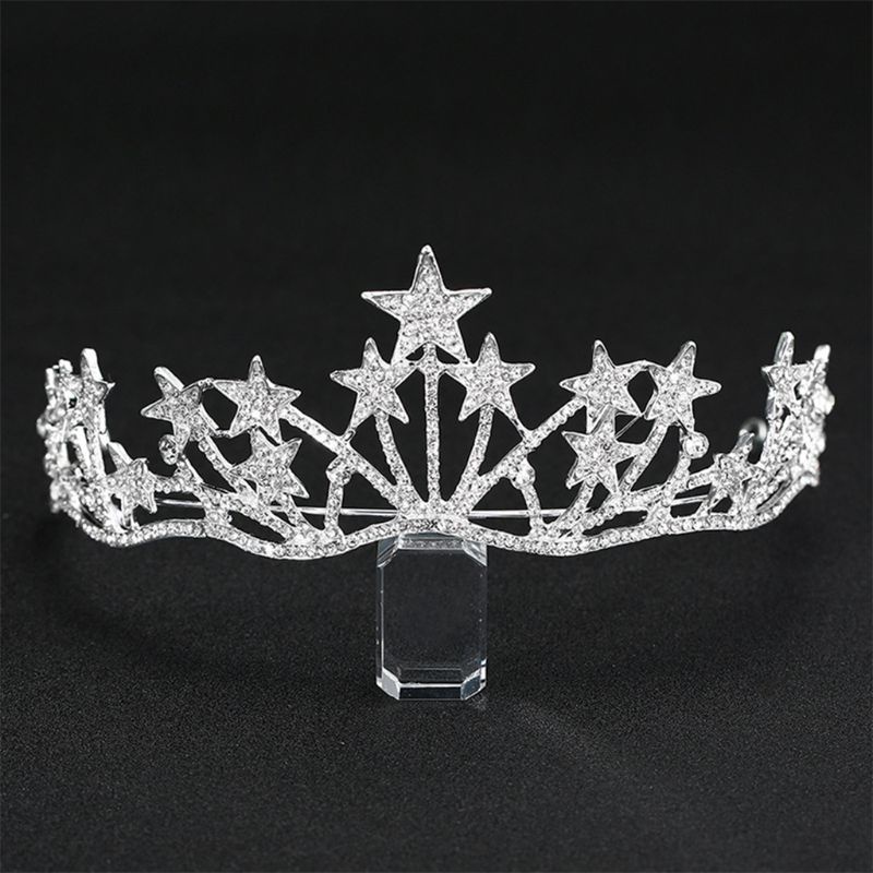 Siy Mahkotatiara Rambut Wanita Desain Bintang Hias Berlian Imitasi Untuk Pernikahanpesta
