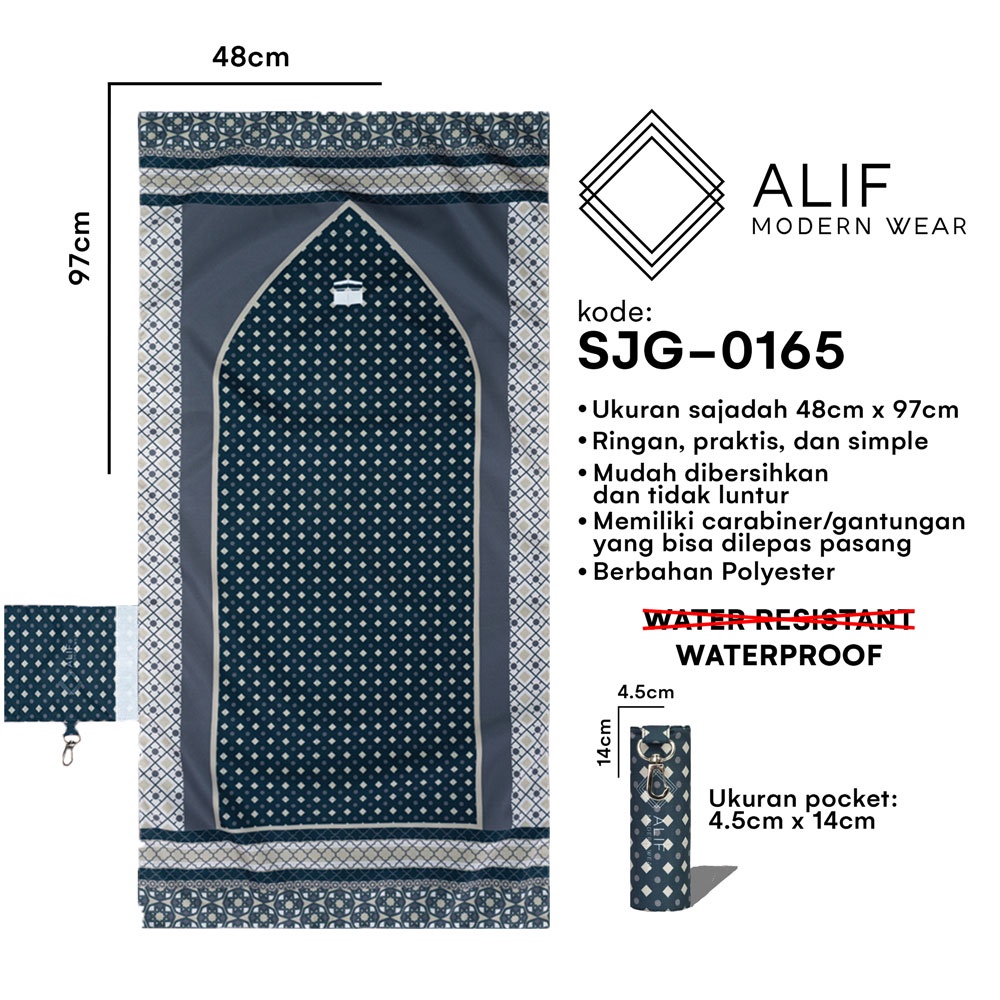 ALIF SAJADAH GENGGAM TRAVEL / SAKU / PORTABLE / WATERPROOF ( ALIF MODERN WEAR SJG-0165 )