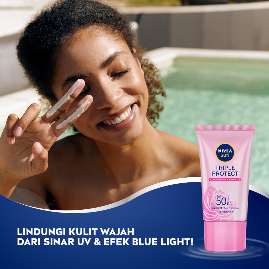 NIVEA SUN Face Serum Triple Protect Extra Radiance &amp; Smooth SPF50+ PA+++ 40ml - Glow natural