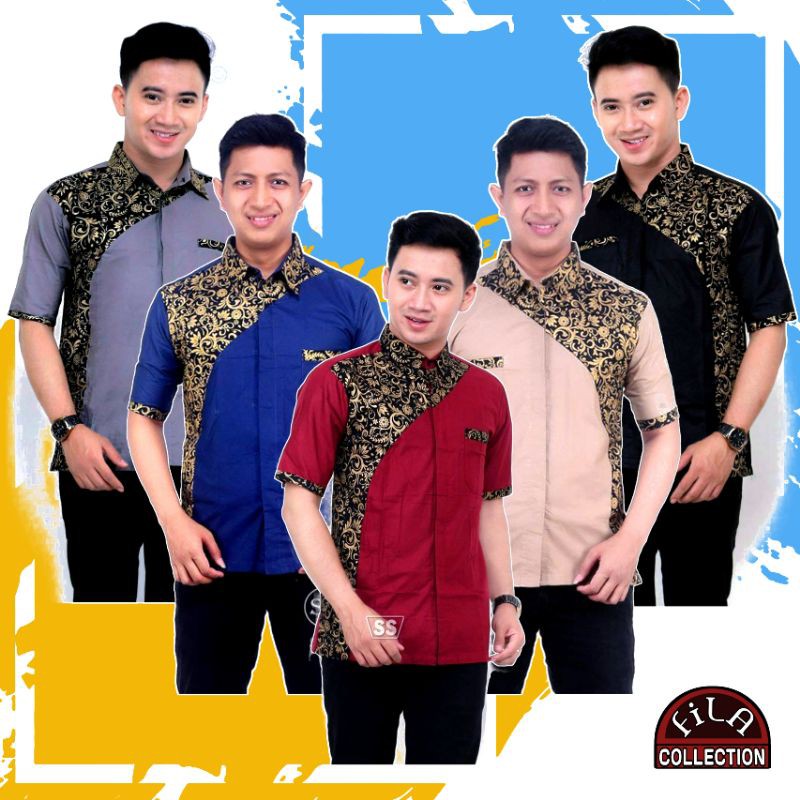 Baju Koko Pria Terbaru Kombinasi Miring / Baju koko muslim pria Model Terbaru